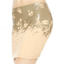 Ombre Floral Sequined Short Skirt Beige