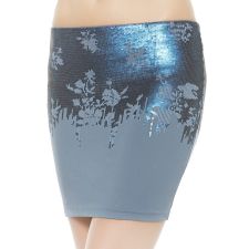 Ombre Floral Sequined Short Skirt Blue