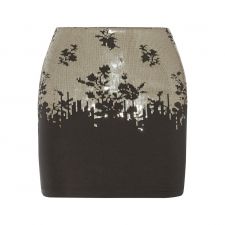 Ombre Floral Sequined Short Skirt Black