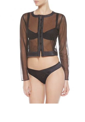 Tulle Nervures Sheer Button Up Jacket